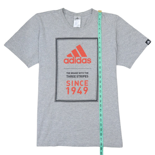 Adidas Men’s Grey Graphic Logo T-Shirt Size L Regular Fit Sports Tee