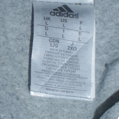Adidas Men’s Grey Graphic Logo T-Shirt Size L Regular Fit Sports Tee