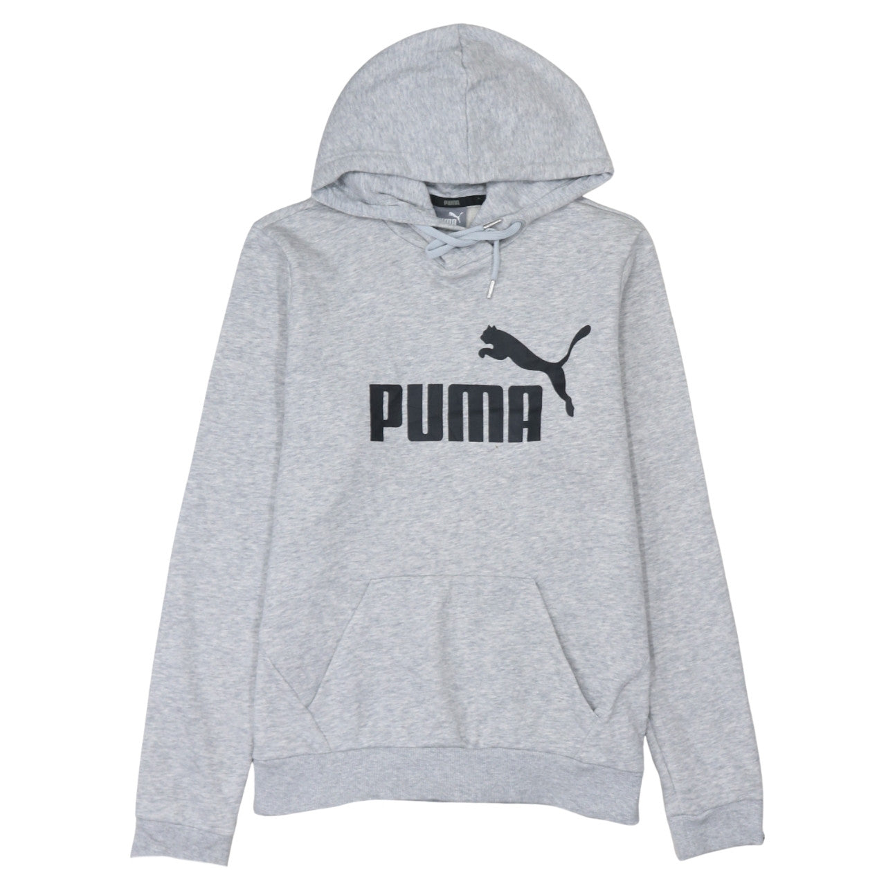 Puma Men's Grey Pullover Hoodie L Logo Sports Sweatshirt