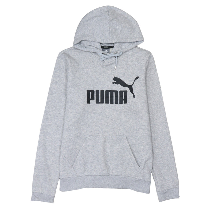 Puma Men's Grey Pullover Hoodie L Logo Sports Sweatshirt