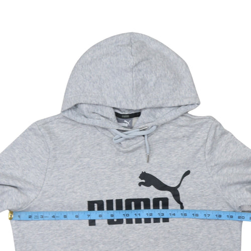 Puma Men's Grey Pullover Hoodie L Logo Sports Sweatshirt
