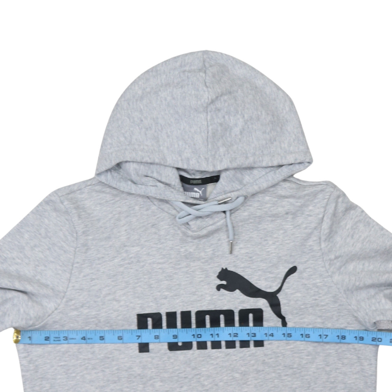 Puma Men's Grey Pullover Hoodie L Logo Sports Sweatshirt