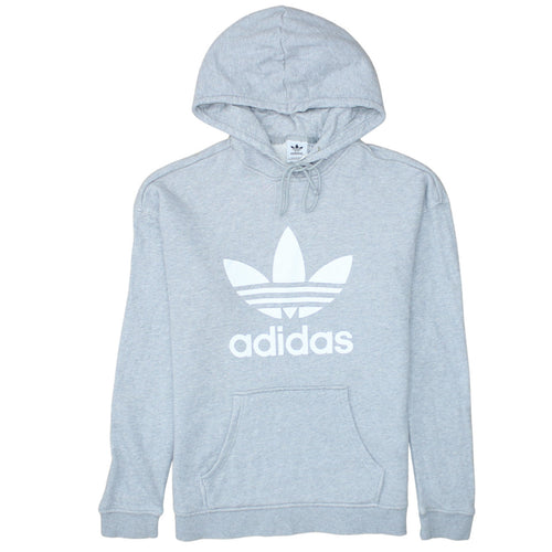 Adidas Womens Grey Pullover Hoodie Sweatshirt Size 8 Logo Print