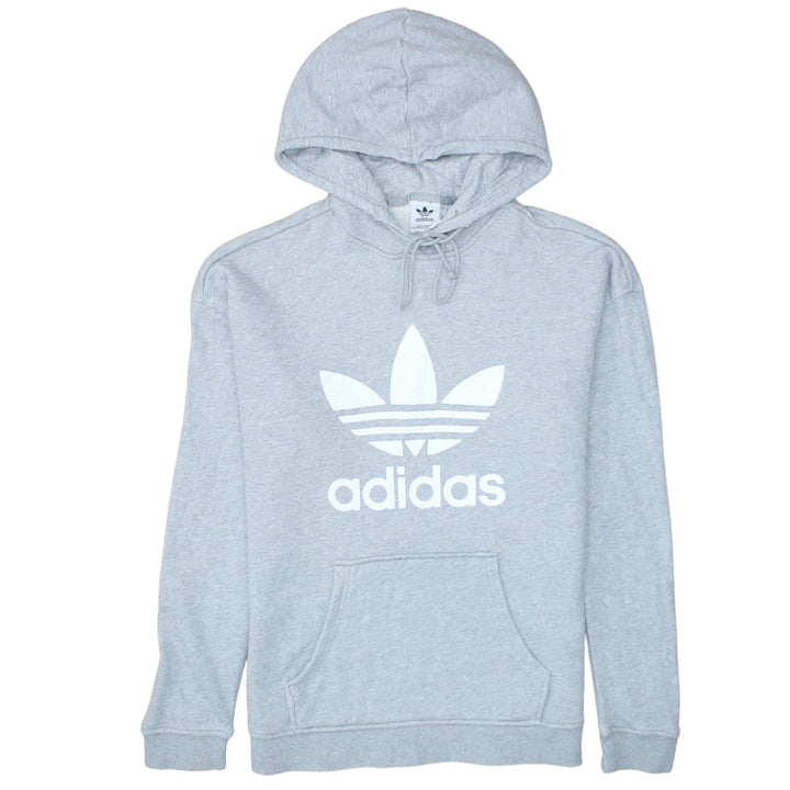 Adidas Womens Grey Pullover Hoodie Sweatshirt Size 8 Logo Print