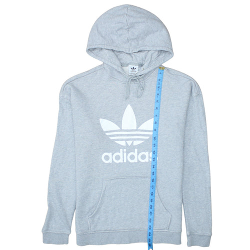Adidas Womens Grey Pullover Hoodie Sweatshirt Size 8 Logo Print