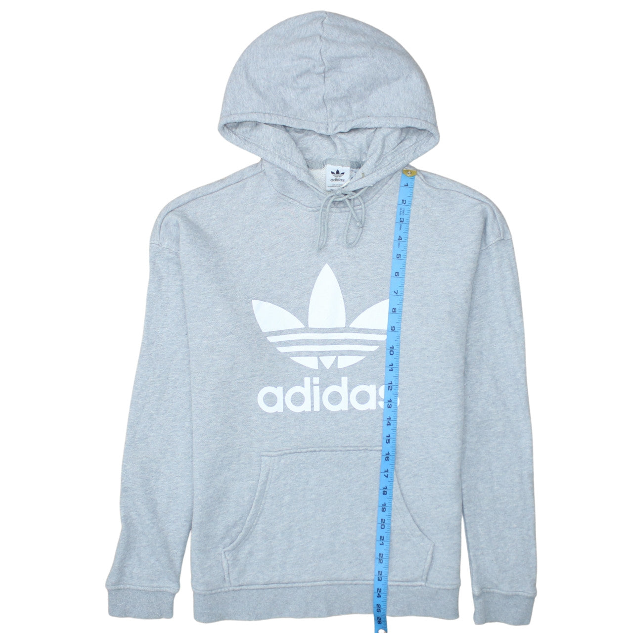 Adidas Womens Grey Pullover Hoodie Sweatshirt Size 8 Logo Print