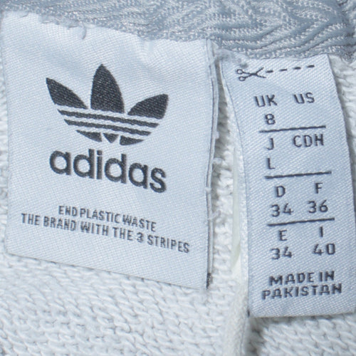 Adidas Womens Grey Pullover Hoodie Sweatshirt Size 8 Logo Print