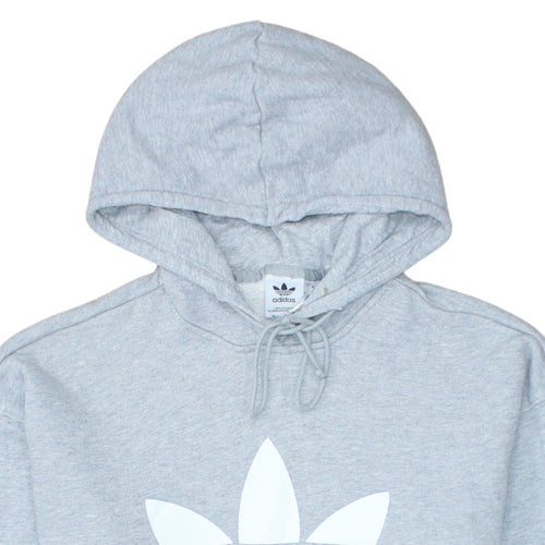 Adidas Womens Grey Pullover Hoodie Sweatshirt Size 8 Logo Print