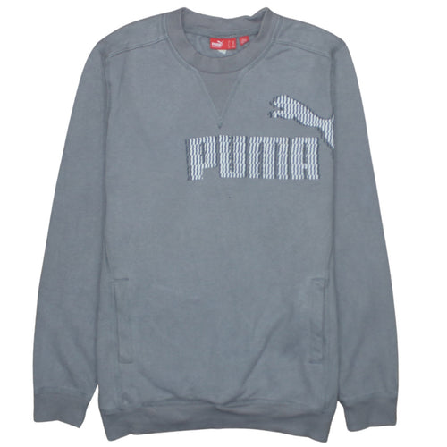 Puma Men’s Grey Crew Neck Logo Sweatshirt Size L Regular Fit