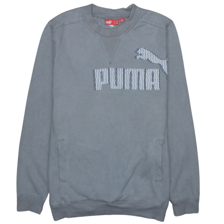 Puma Men’s Grey Crew Neck Logo Sweatshirt Size L Regular Fit