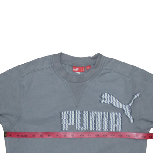 Puma Men’s Grey Crew Neck Logo Sweatshirt Size L Regular Fit