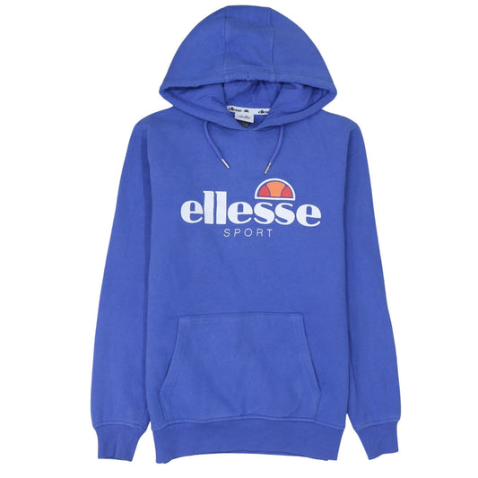 Ellesse Womens Blue Pullover Hoodie UK 10 Cotton Blend Logo Sportwear