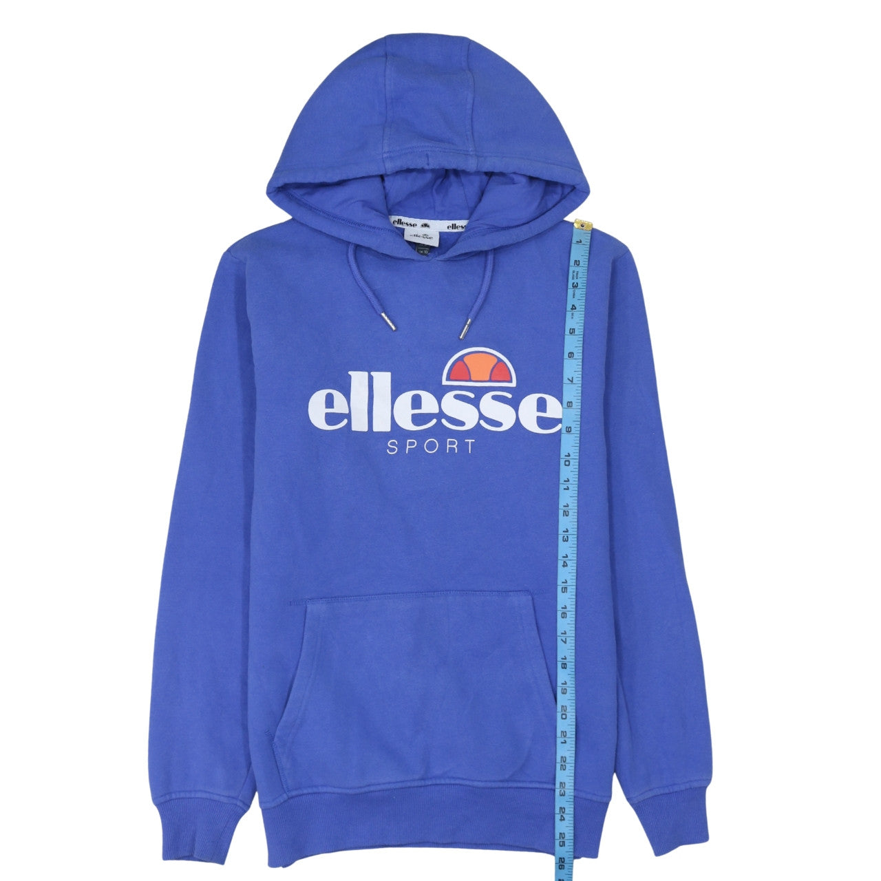 Ellesse Womens Blue Pullover Hoodie UK 10 Cotton Blend Logo Sportwear