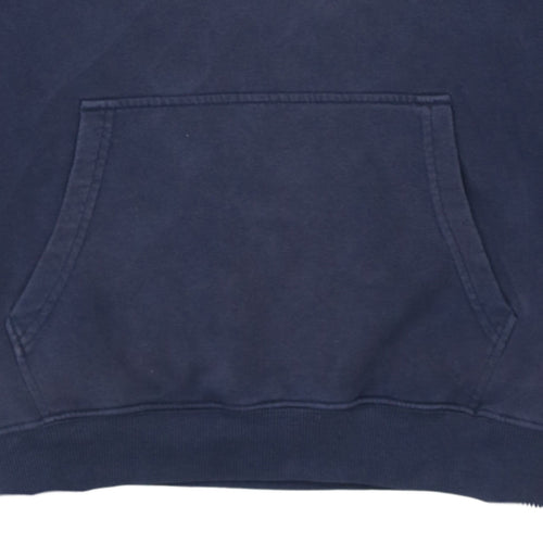 FILA Men Blue Pullover Hoodie Small Logo Fleece Sweatshirt