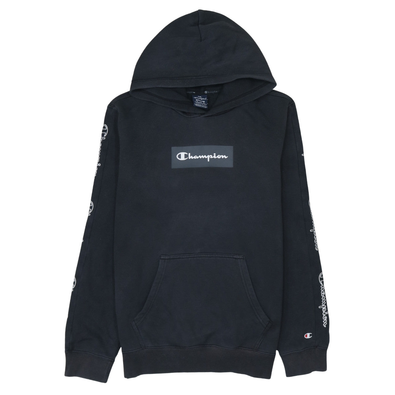 Champion Men's Black Medium Pullover Hoodie Logo Graphic