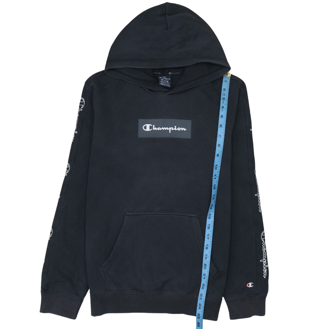 Champion Men's Black Medium Pullover Hoodie Logo Graphic