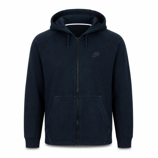 Front view of Nike Men's Black Full Zip Hoodie M Fleece Sportswear