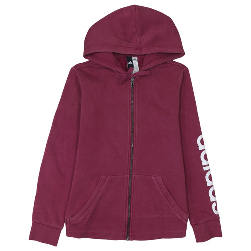 Adidas Womens Burgundy Full Zip Hoodie Size M Cotton Blend