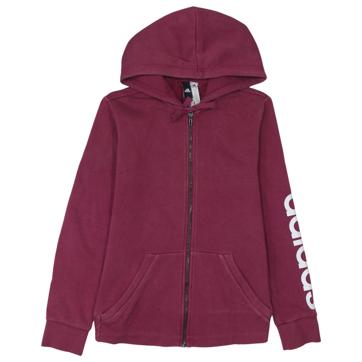 Adidas Womens Burgundy Full Zip Hoodie Size M Cotton Blend
