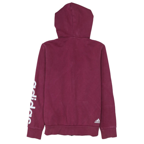 Adidas Womens Burgundy Full Zip Hoodie Size M Cotton Blend