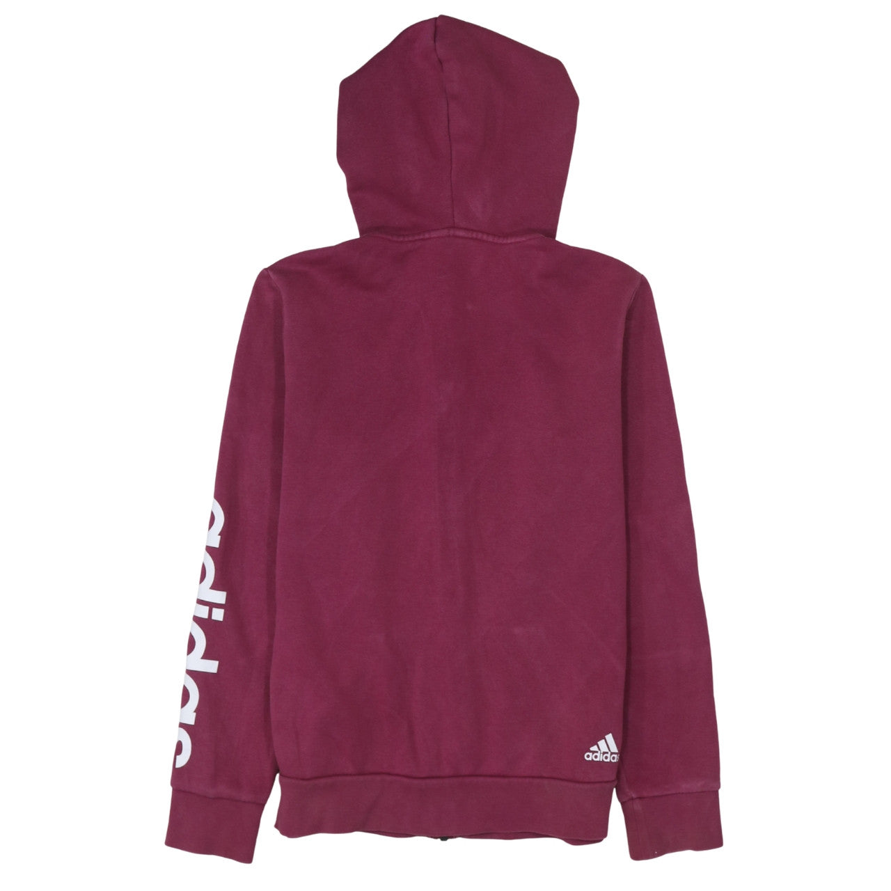 Adidas Womens Burgundy Full Zip Hoodie Size M Cotton Blend