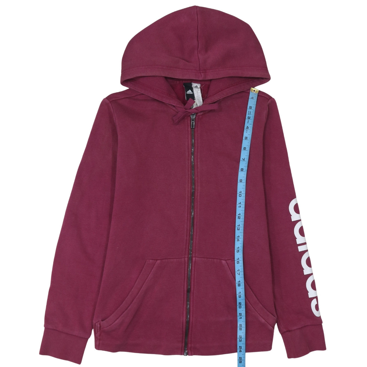 Adidas Womens Burgundy Full Zip Hoodie Size M Cotton Blend