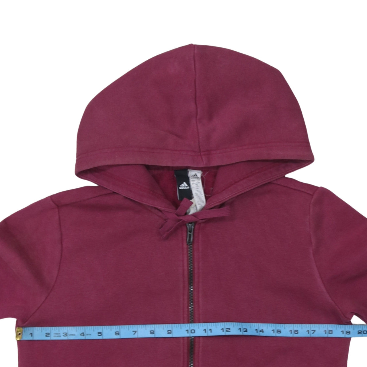 Adidas Womens Burgundy Full Zip Hoodie Size M Cotton Blend
