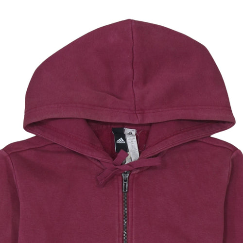 Adidas Womens Burgundy Full Zip Hoodie Size M Cotton Blend