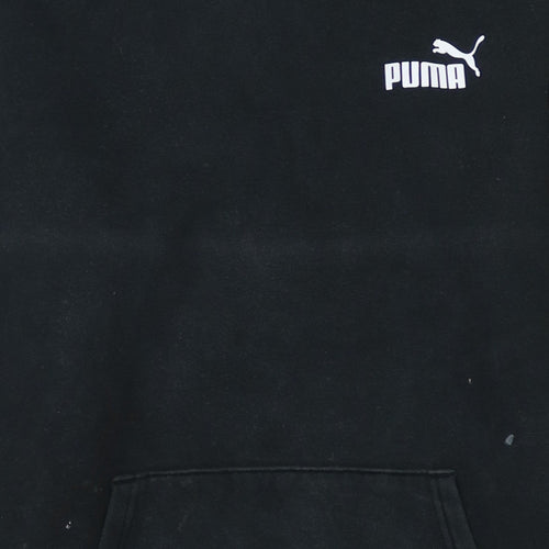Puma Men's Black Pullover Hoodie L Logo Fleece Sweatshirt