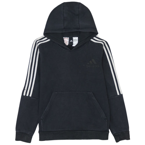 Adidas Boys Black Pullover Hoodie 13-14 Years Classic 3-Stripes Design