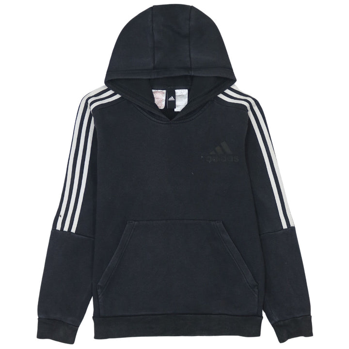Adidas Boys Black Pullover Hoodie 13-14 Years Classic 3-Stripes Design