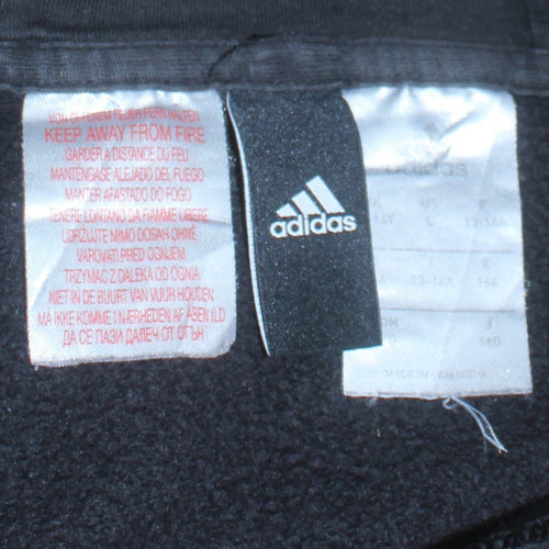 Adidas Boys Black Pullover Hoodie 13-14 Years Classic 3-Stripes Design