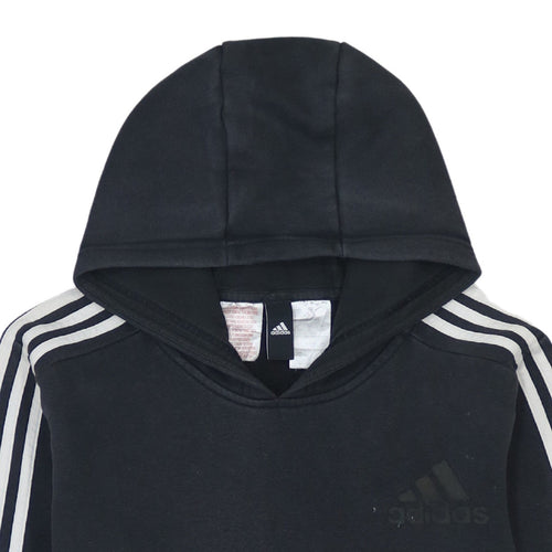 Adidas Boys Black Pullover Hoodie 13-14 Years Classic 3-Stripes Design