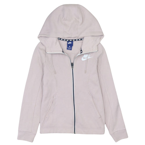 Nike Womens Beige XS Full Zip Hooded Sweatshirt with Logo