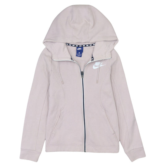 Nike Womens Beige XS Full Zip Hooded Sweatshirt with Logo