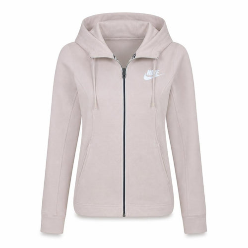 Nike Womens Beige XS Full Zip Hooded Sweatshirt with Logo