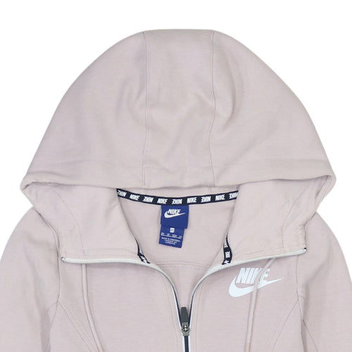 Nike Womens Beige XS Full Zip Hooded Sweatshirt with Logo