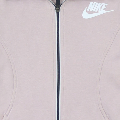 Nike Womens Beige XS Full Zip Hooded Sweatshirt with Logo