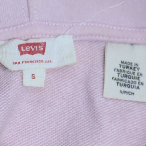 Levi's Women Pink Pullover Hoodie Small Cotton Logo Casual
