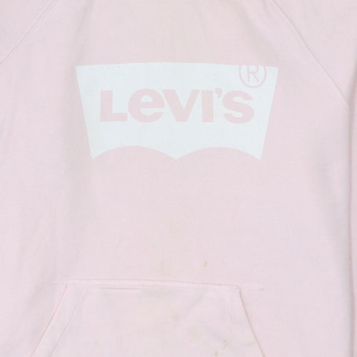 Levi's Women Pink Pullover Hoodie Small Cotton Logo Casual