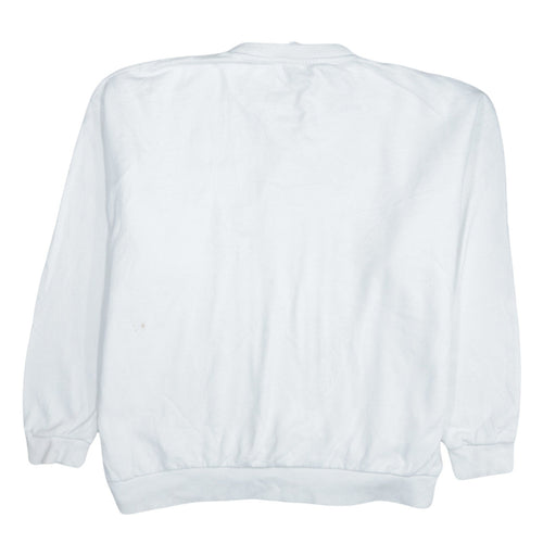 Zara Men White Long Sleeve Crew Neck Pullover Sweatshirt M