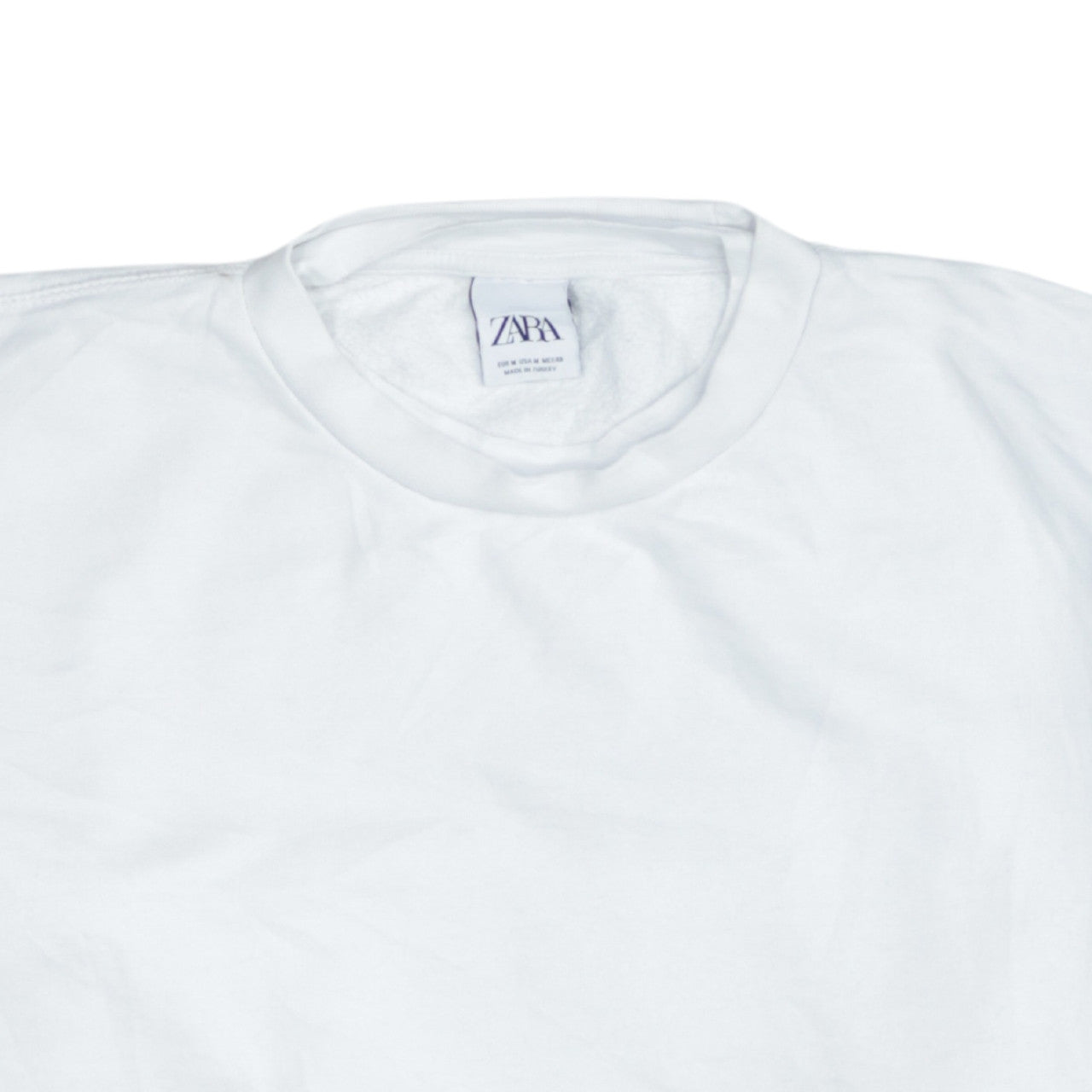 Zara Men White Long Sleeve Crew Neck Pullover Sweatshirt M