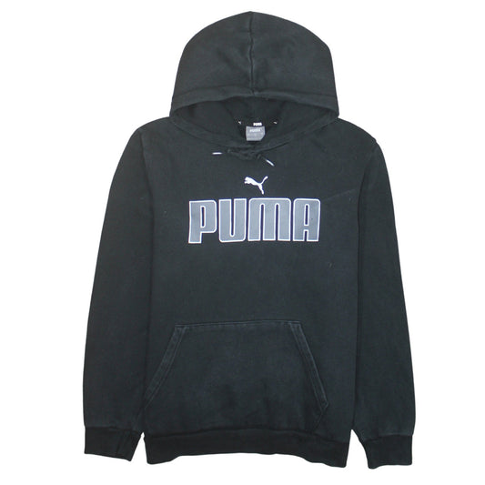 Puma Men's Black Pullover Hoodie Size L Graphic Logo Fleece