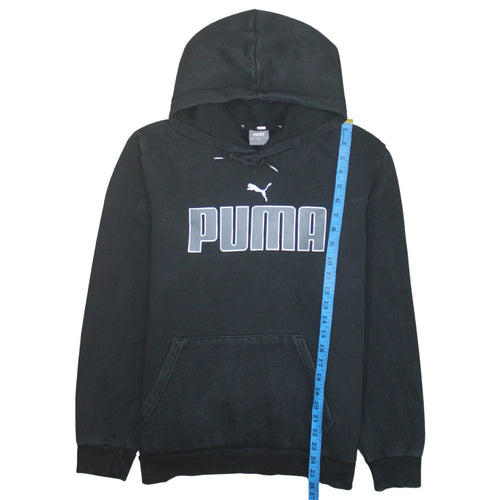 Puma Men's Black Pullover Hoodie Size L Graphic Logo Fleece
