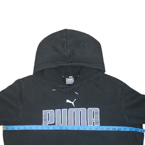 Puma Men's Black Pullover Hoodie Size L Graphic Logo Fleece