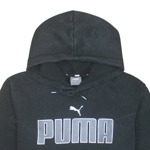 Puma Men's Black Pullover Hoodie Size L Graphic Logo Fleece