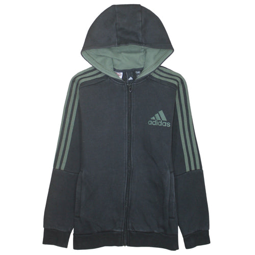 Adidas Boys Black Full Zip Hoodie 13-14 Years Hooded Sports Sweatshirt