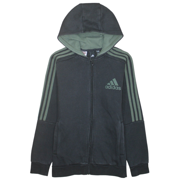 Adidas Boys Black Full Zip Hoodie 13-14 Years Hooded Sports Sweatshirt