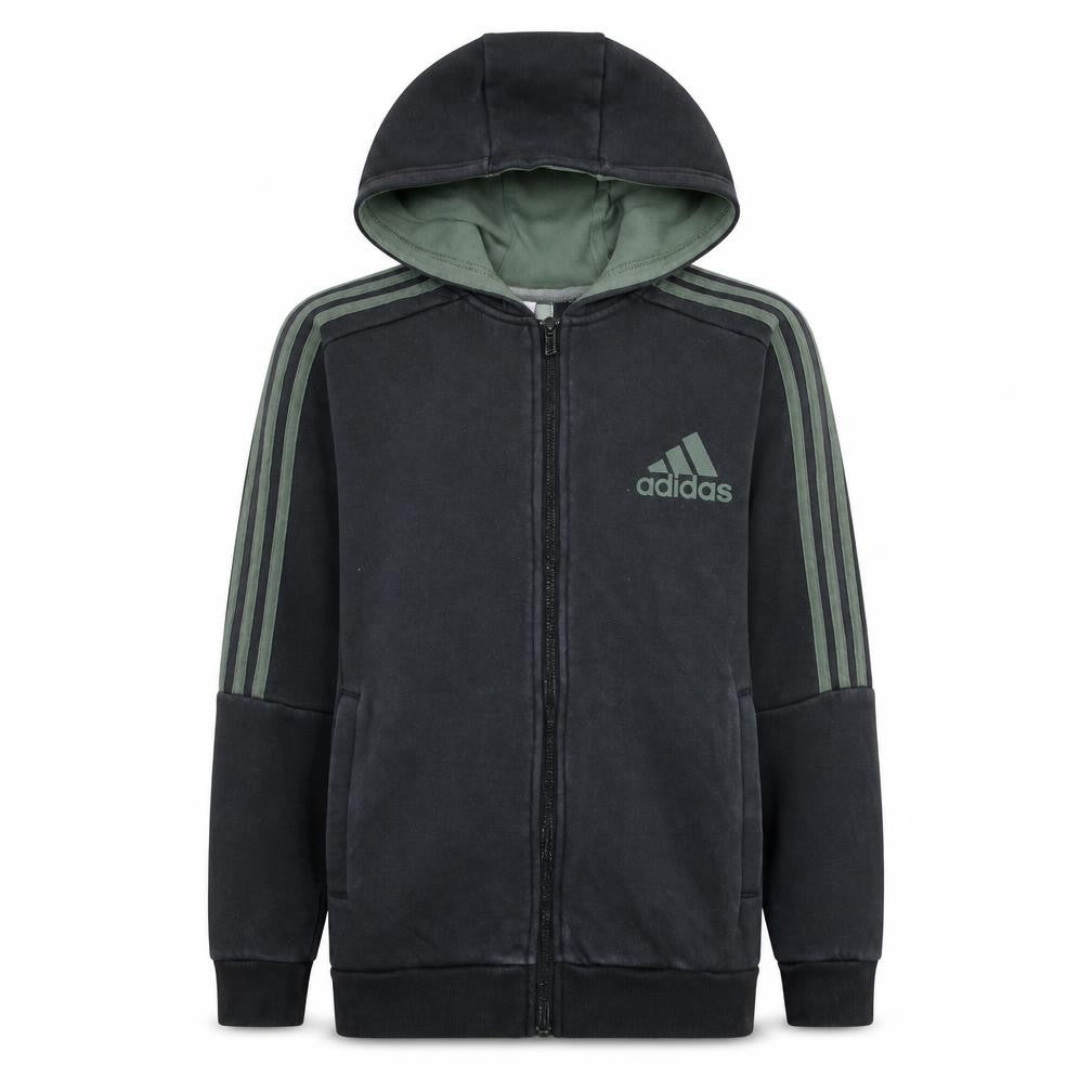 Adidas Boys Black Full Zip Hoodie 13-14 Years Hooded Sports Sweatshirt