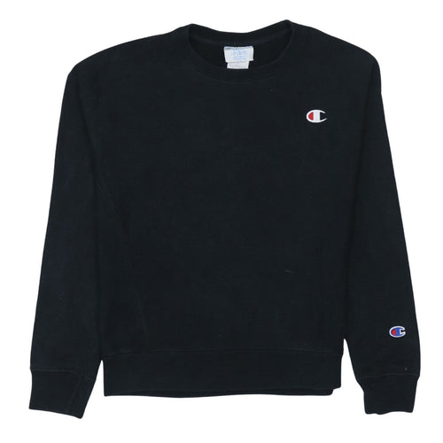 Champion Women Black Small Pullover Sweatshirt Logo Crew Neck